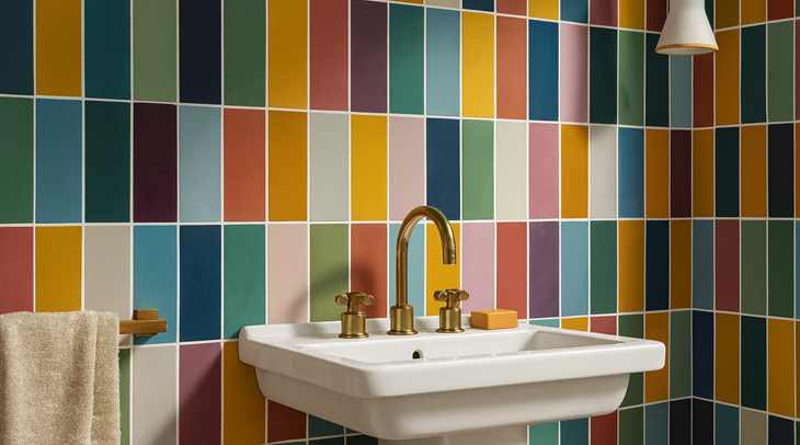 Bright and Bold Bathroom Trenic Constructions